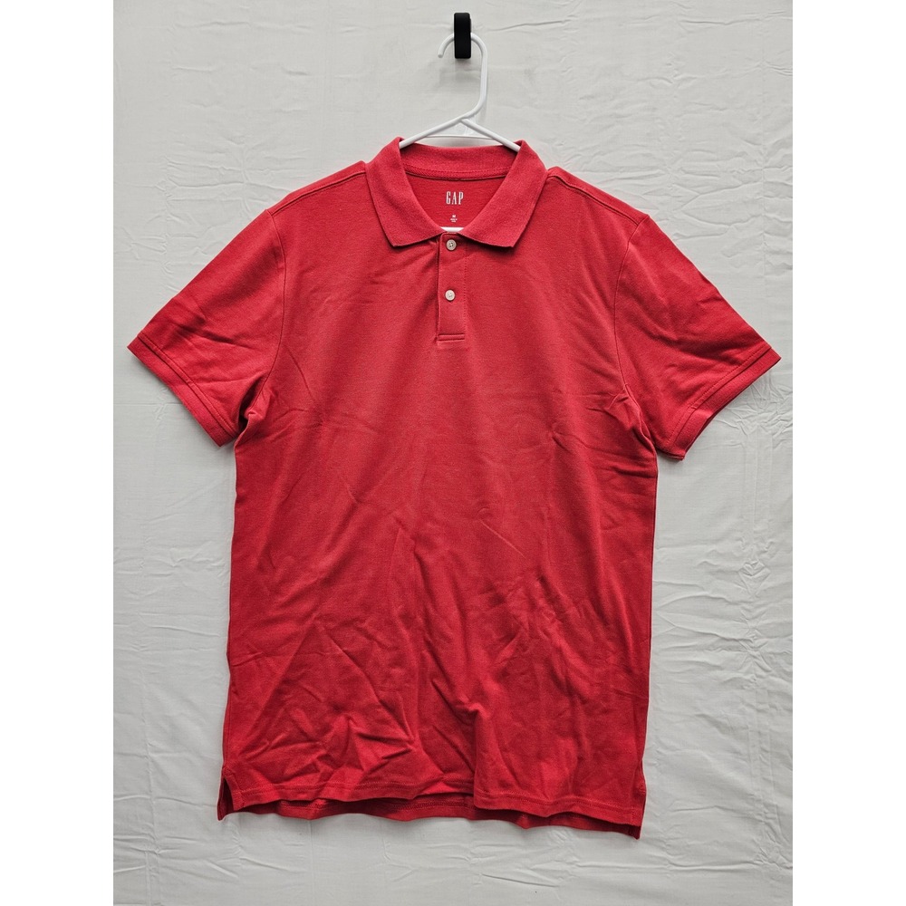 Gap Mens Pique Polo Shirt Red Cotton Blend Casual Size Medium